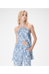 Blusa Fenda Oceanica Azul Seco