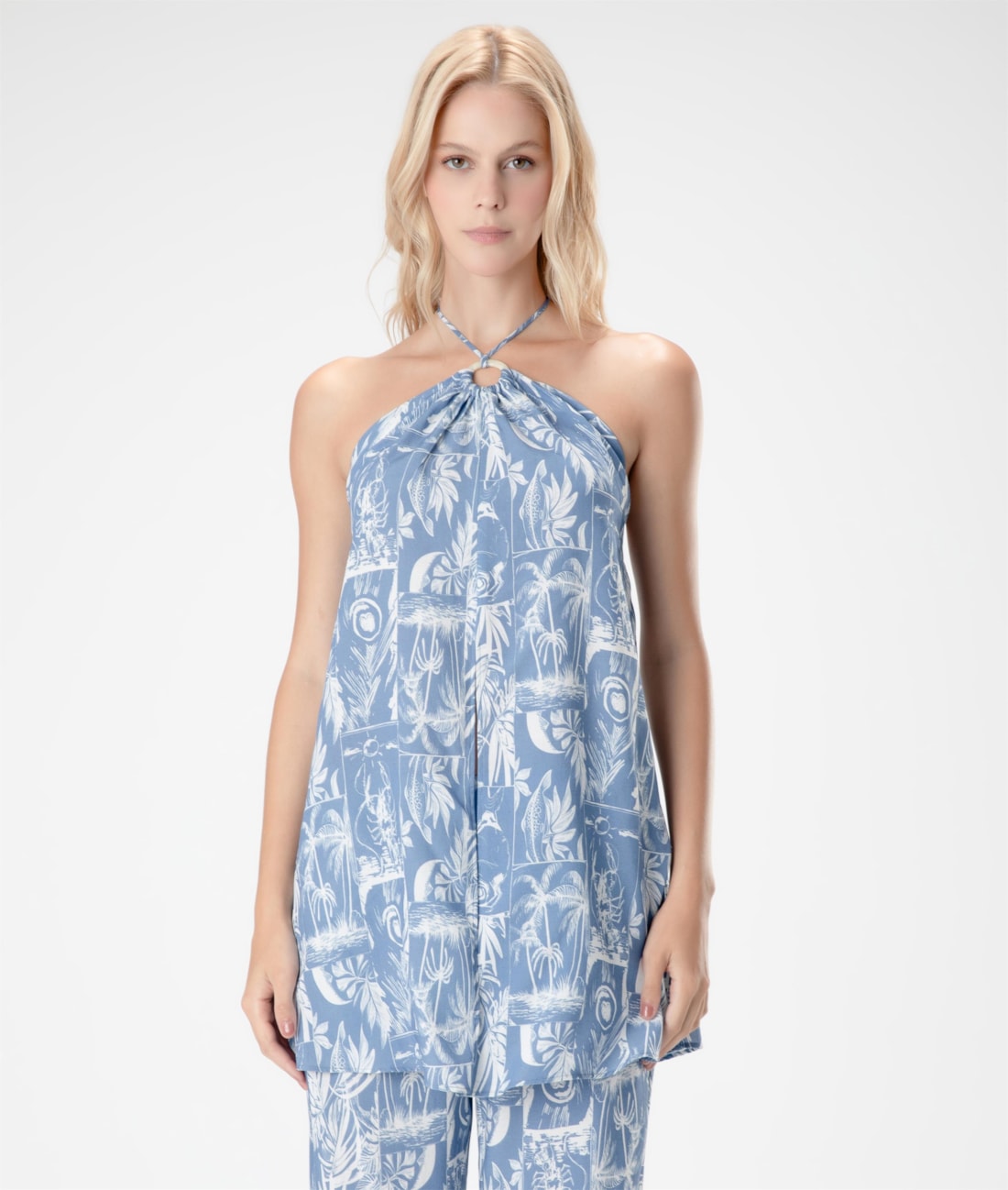 Blusa Fenda Oceanica Azul Seco