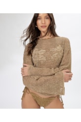 Blusa Flor Jacquard Areia