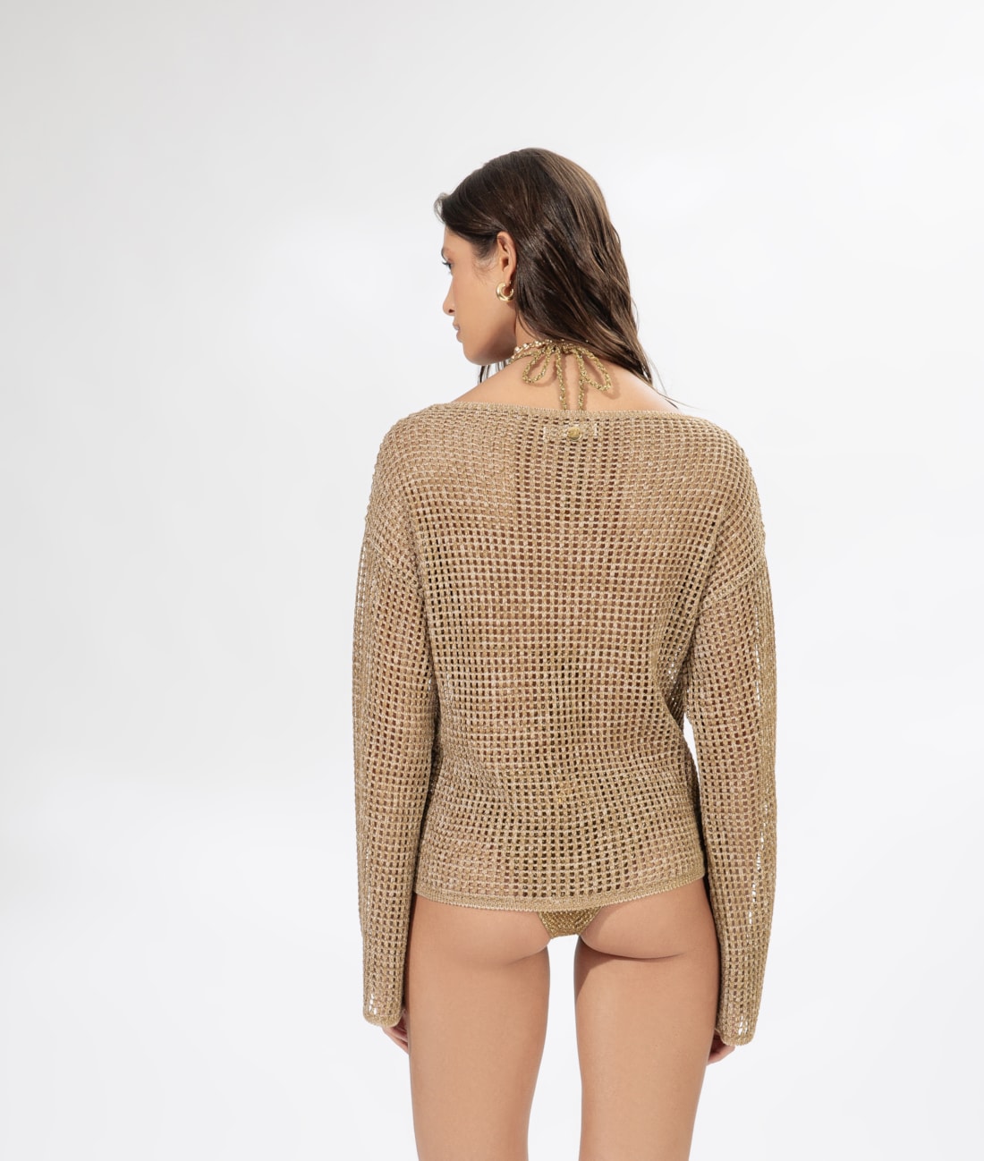 Blusa Flor Jacquard Areia