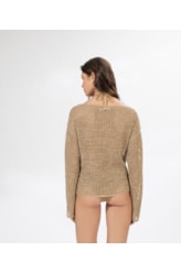 Blusa Flor Jacquard Areia