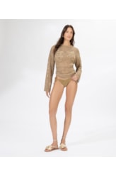 Blusa Flor Jacquard Areia