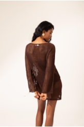 Blusa Flor Jacquard Marrom
