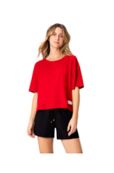 Blusa Holiday Moletinho Recorte Cereja