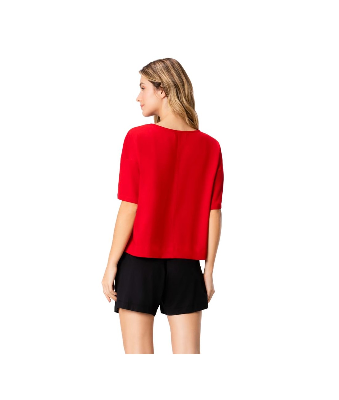 Blusa Holiday Moletinho Recorte Cereja