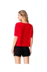 Blusa Holiday Moletinho Recorte Cereja