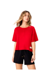Blusa Holiday Moletinho Recorte Cereja