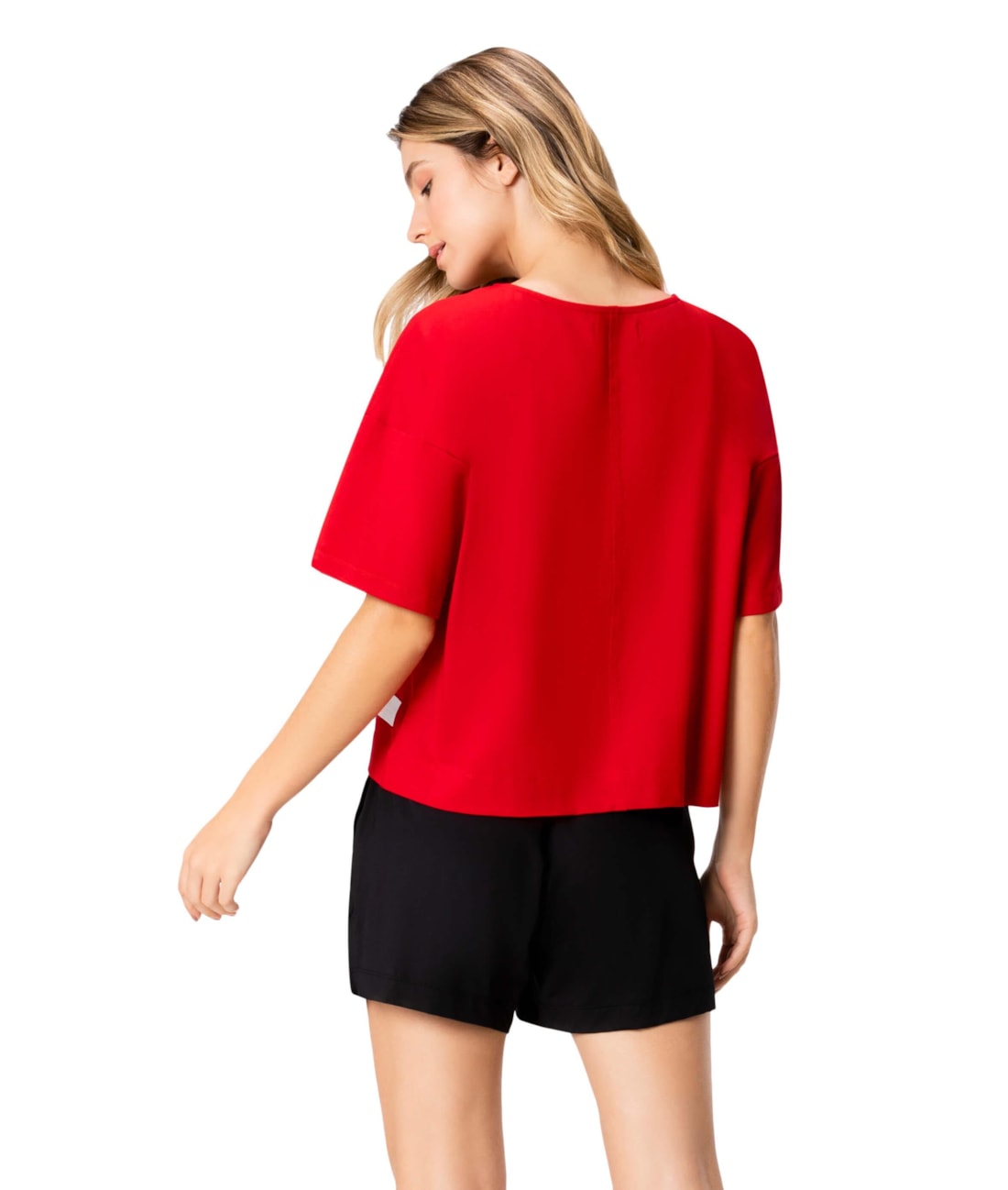 Blusa Holiday Moletinho Recorte Cereja