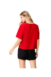 Blusa Holiday Moletinho Recorte Cereja