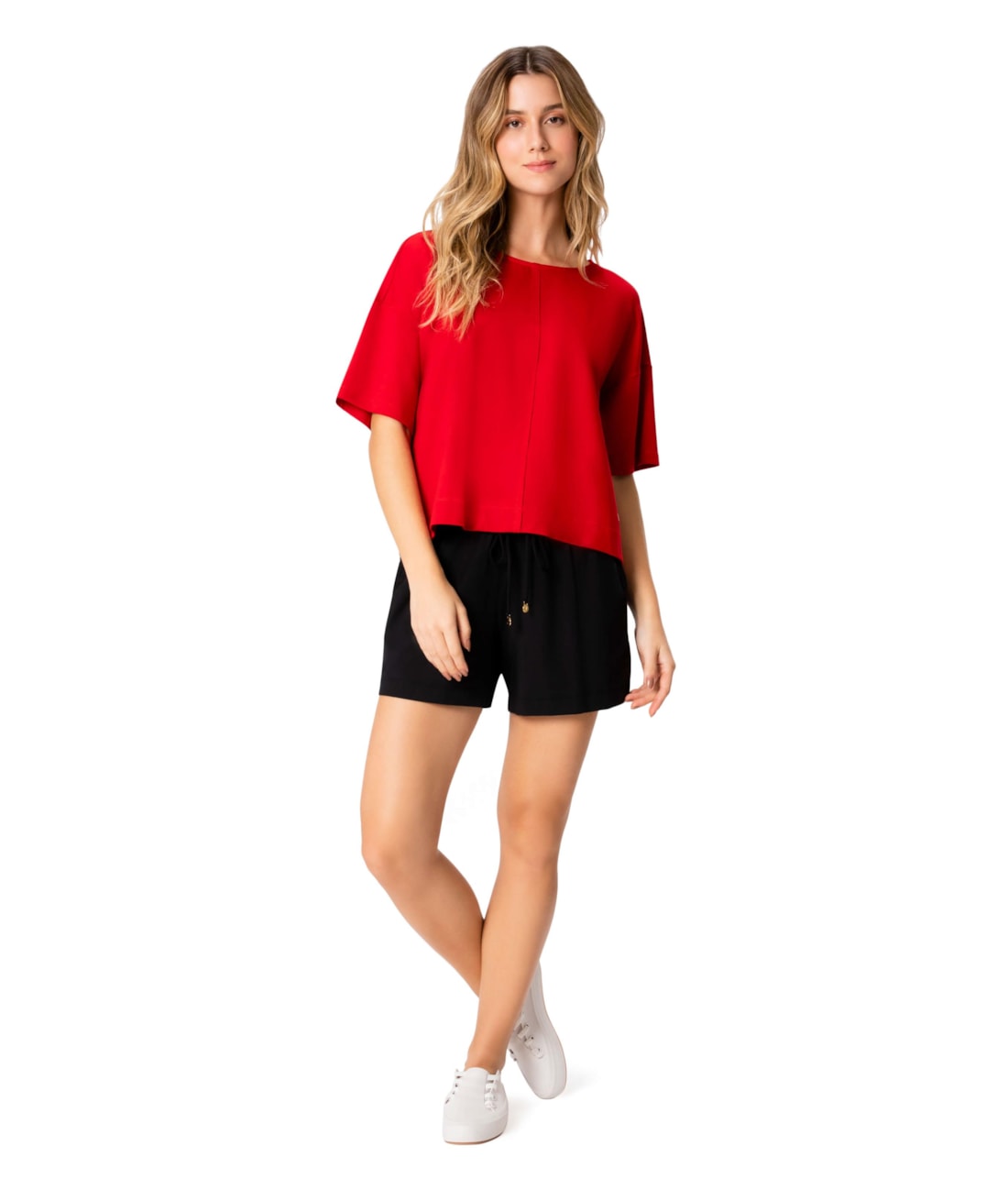 Blusa Holiday Moletinho Recorte Cereja