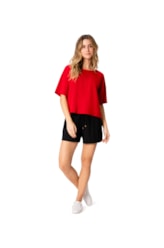 Blusa Holiday Moletinho Recorte Cereja