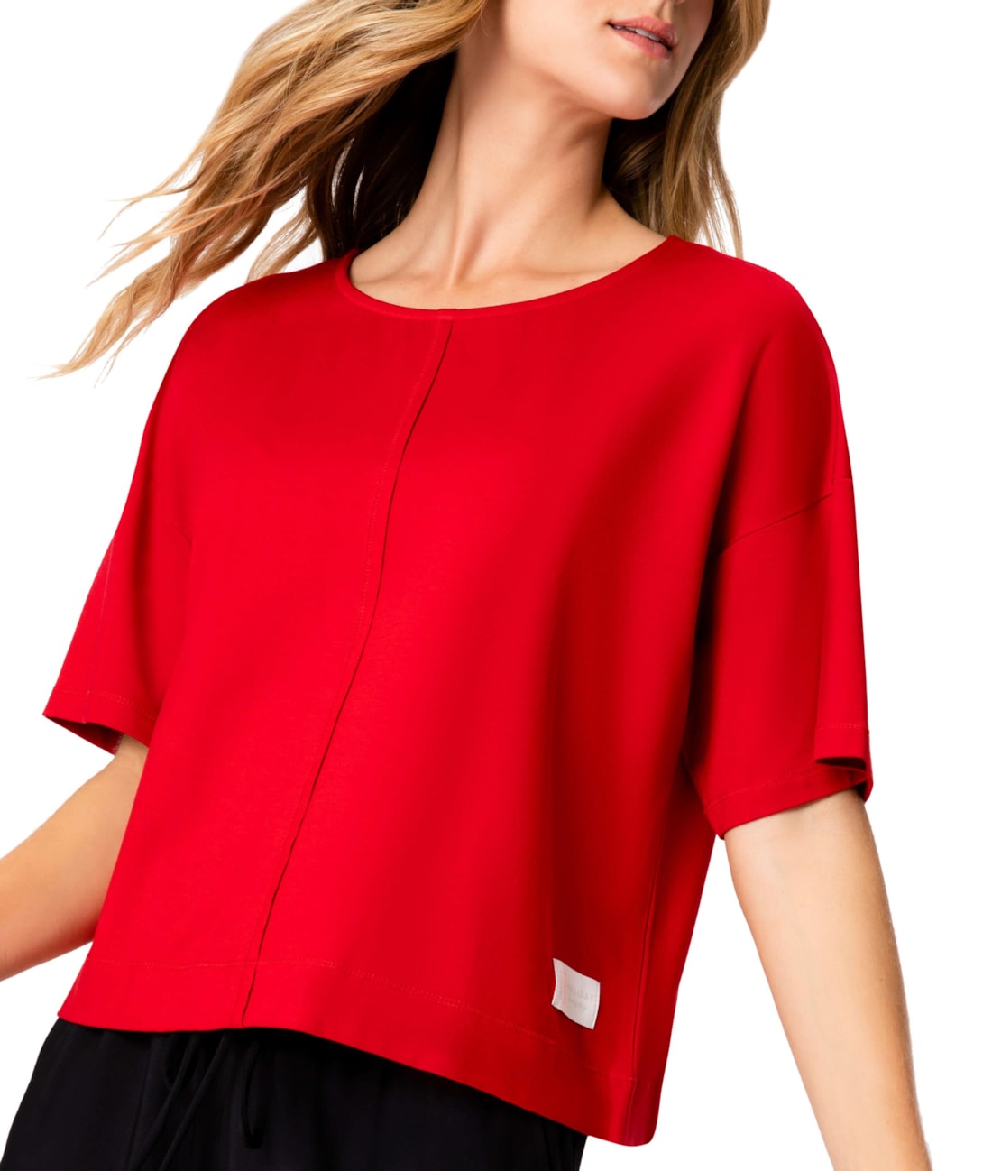 Blusa Holiday Moletinho Recorte Cereja