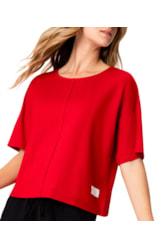 Blusa Holiday Moletinho Recorte Cereja