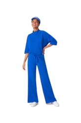 Blusa Holiday Moletom Azul Bic
