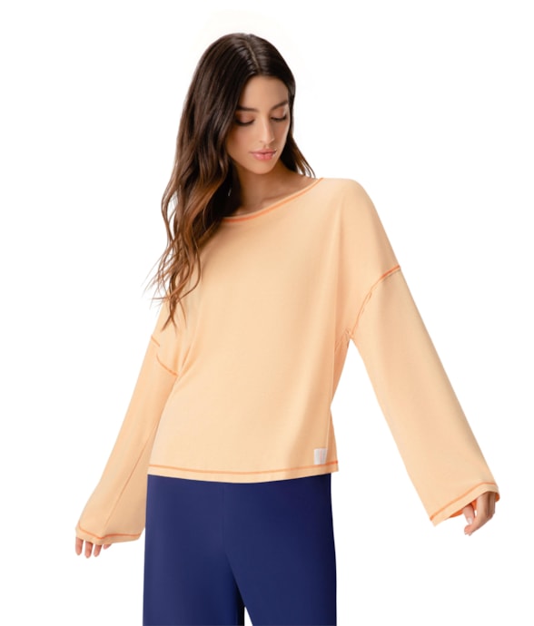 Blusa Holiday Visco Linho Laranja