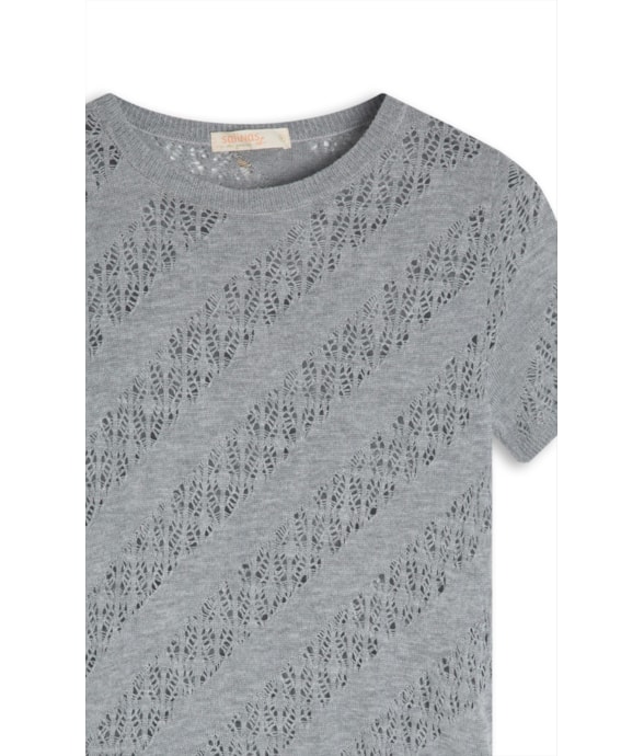 Blusa m Curta Canelado Pontinhos Coral