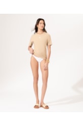 Blusa Malha Manga Curta  Areia