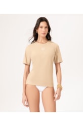 Blusa Malha Manga Curta  Areia