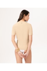 Blusa Malha Manga Curta  Areia