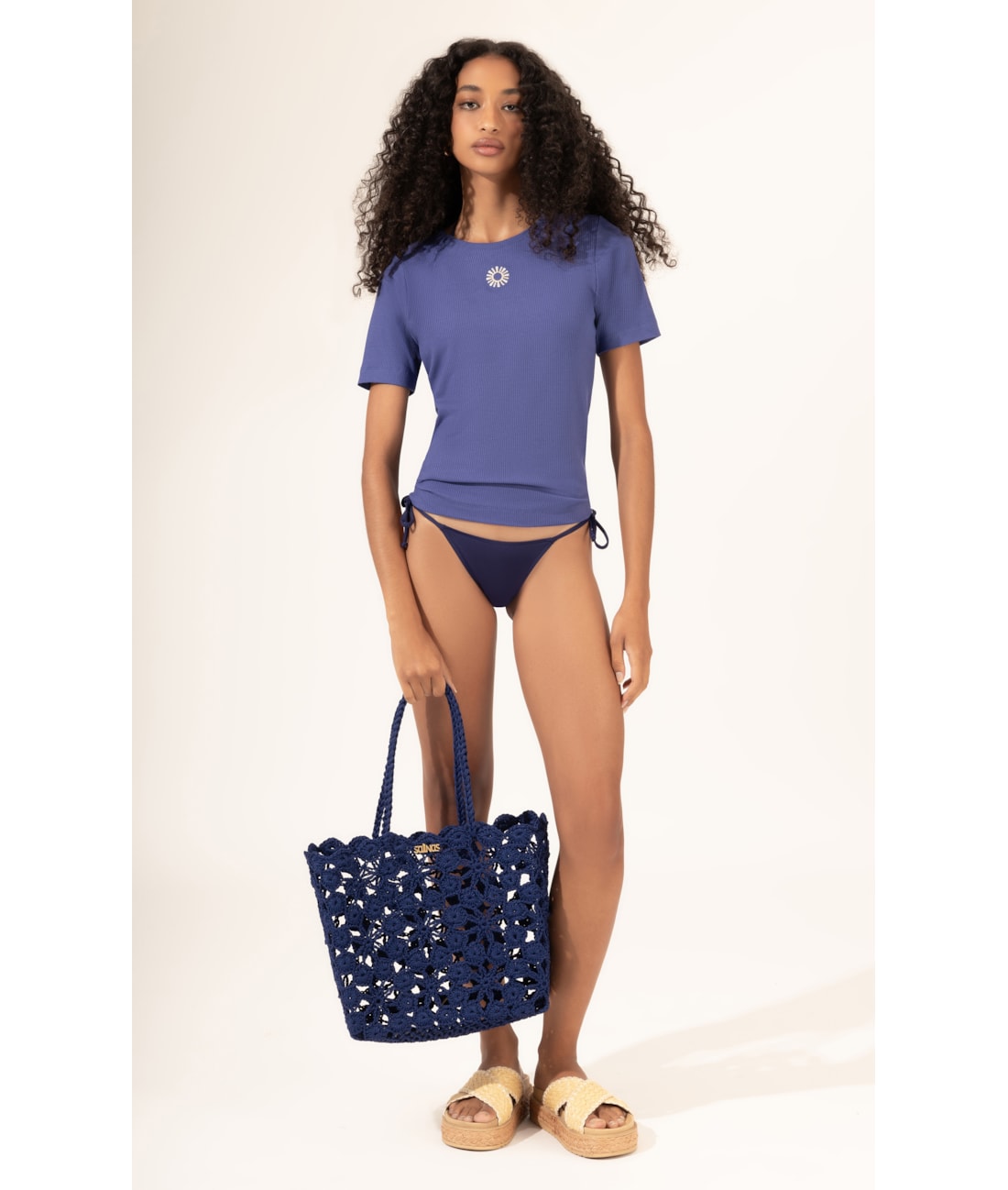 Blusa Malha Manga Curta Old Purple