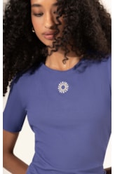 Blusa Malha Manga Curta Old Purple