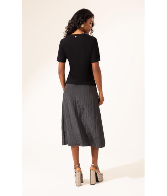 Blusa Malha Manga Curta Preto