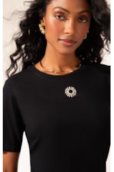 Blusa Malha Manga Curta Preto