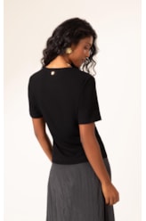 Blusa Malha Manga Curta Preto