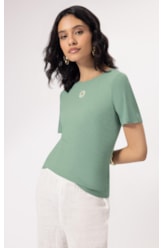 Blusa Malha Manga Curta Verde Oliva