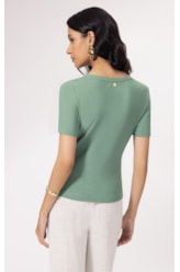 Blusa Malha Manga Curta Verde Oliva