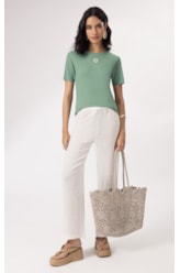 Blusa Malha Manga Curta Verde Oliva