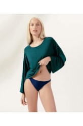Blusa Manga Longa Malha Crepe Slim Verde Escuro