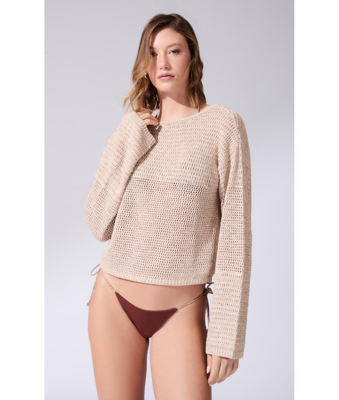 Blusa Manga Longa Tricot Cali Natural