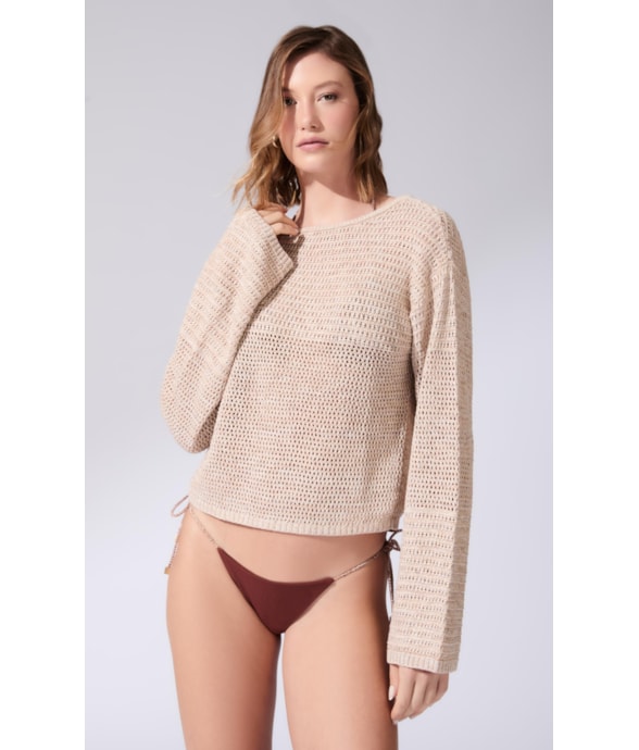 Blusa Manga Longa Tricot Cali Natural