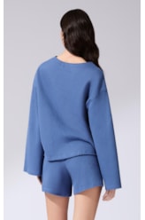 Blusa Manga Longa Tricot Comfy Purple Blue