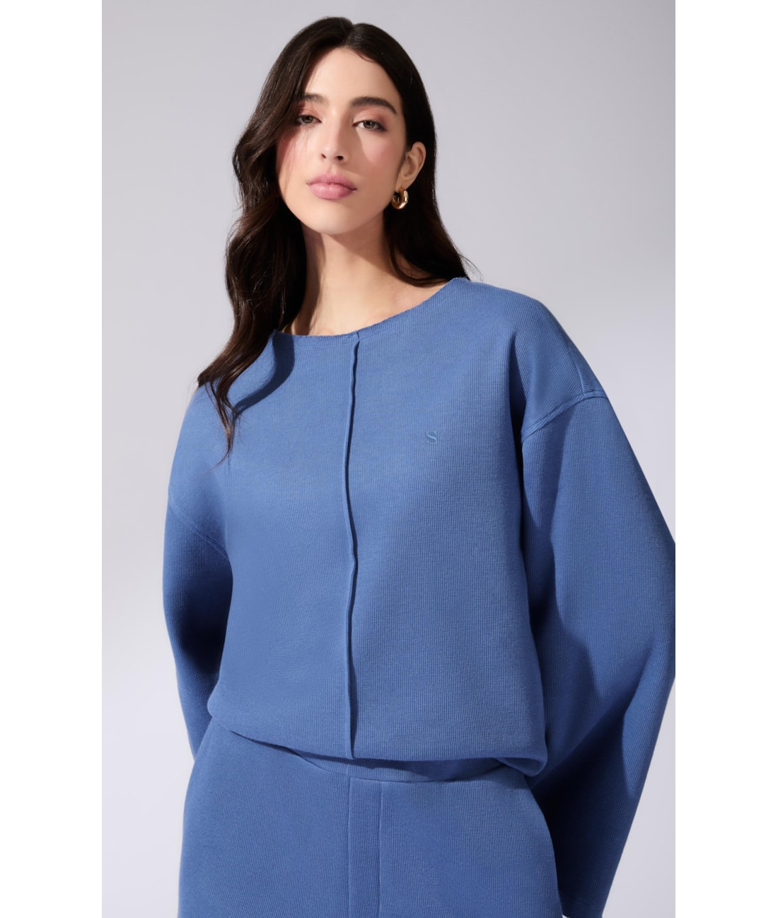 Blusa Manga Longa Tricot Comfy Purple Blue