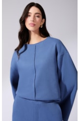 Blusa Manga Longa Tricot Comfy Purple Blue