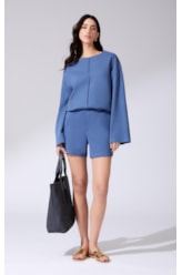 Blusa Manga Longa Tricot Comfy Purple Blue