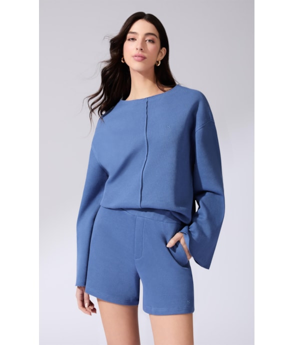 Blusa Manga Longa Tricot Comfy Purple Blue