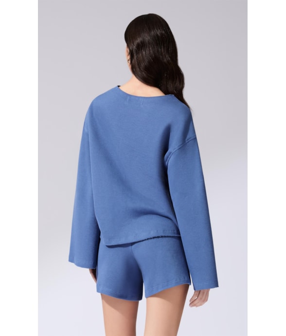 Blusa Manga Longa Tricot Comfy Purple Blue