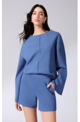 Blusa Manga Longa Tricot Comfy Purple Blue
