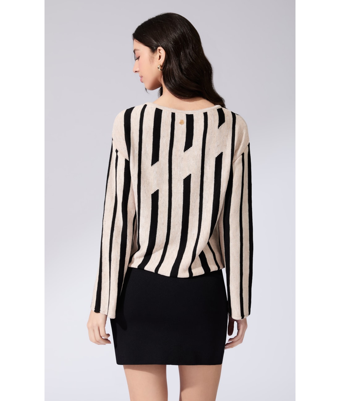 Blusa Manga Longa Tricot Geo Natural