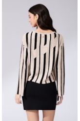 Blusa Manga Longa Tricot Geo Natural