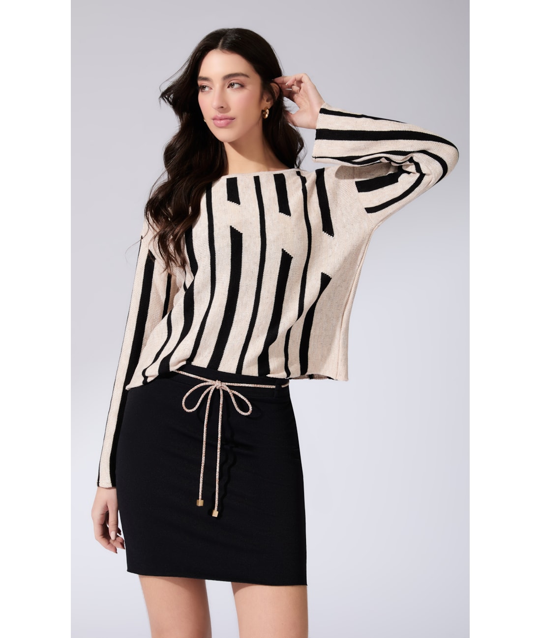 Blusa Manga Longa Tricot Geo Natural