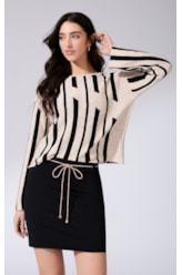 Blusa Manga Longa Tricot Geo Natural