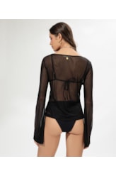 Blusa Manga Longa Tule Preto