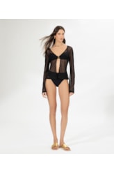 Blusa Manga Longa Tule Preto
