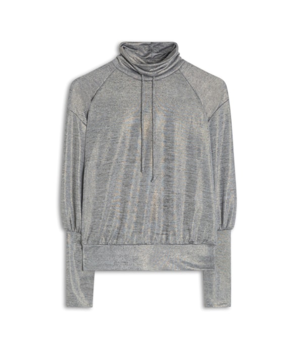 Blusa Ml Jersey Foil Cinza Mescla