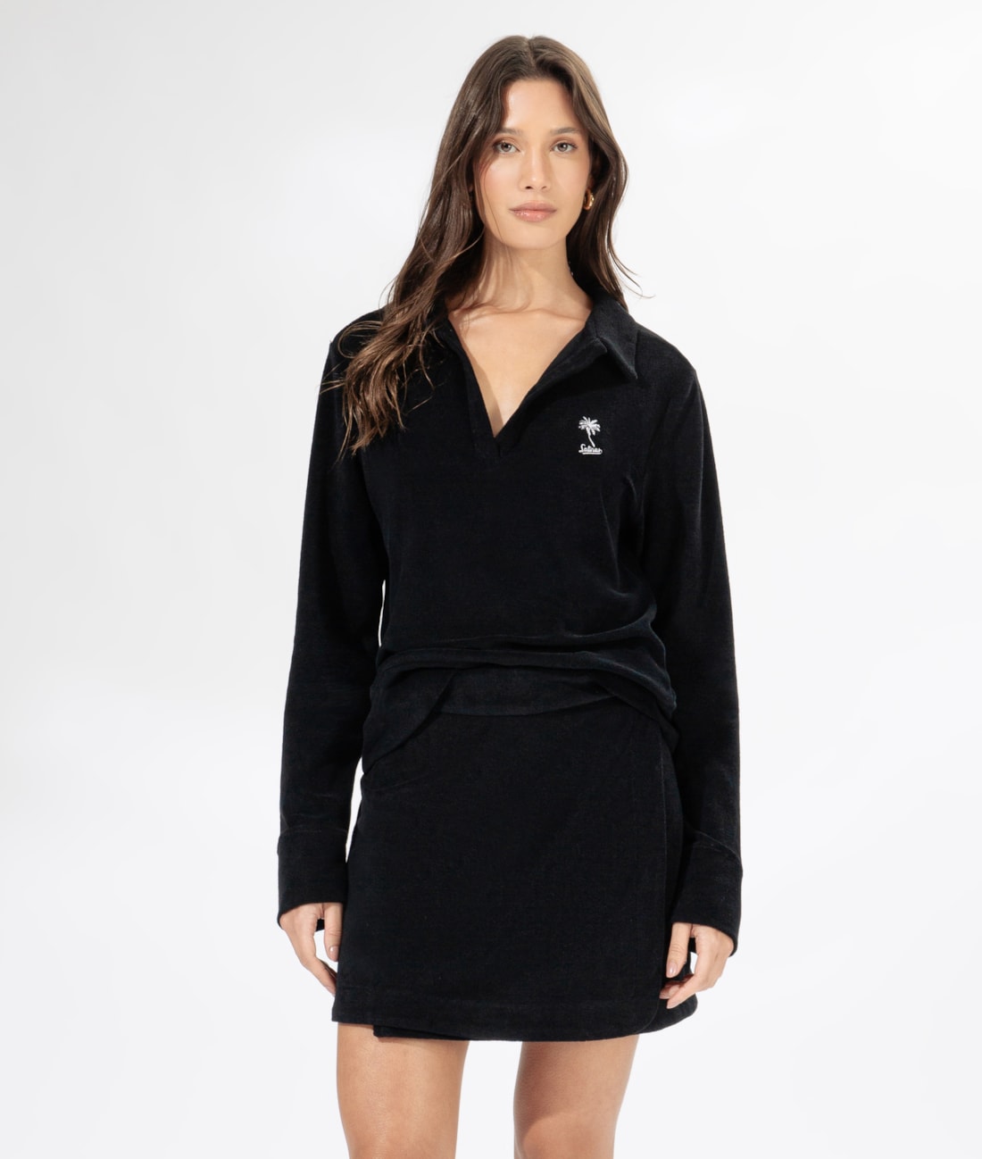 Blusa Polo Atoalhada Preto