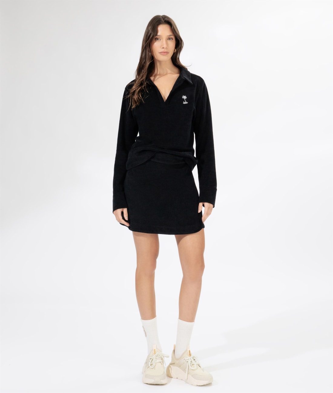 Blusa Polo Atoalhada Preto